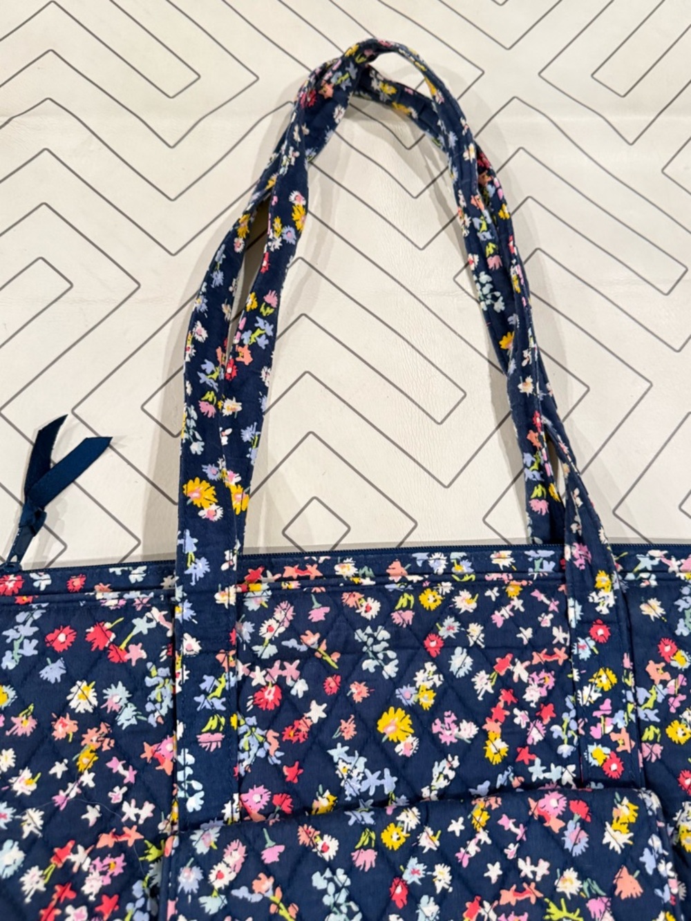 Vera Bradley Navy Floral Tote Purse - Picture 2 of 13